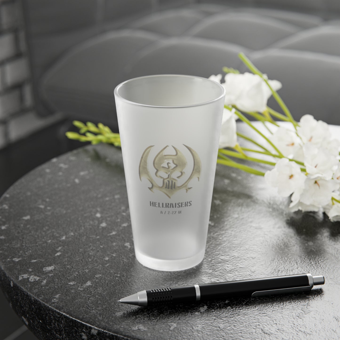 Hellraiser A / 2-27 IN Frosted Pint Glass 16oz