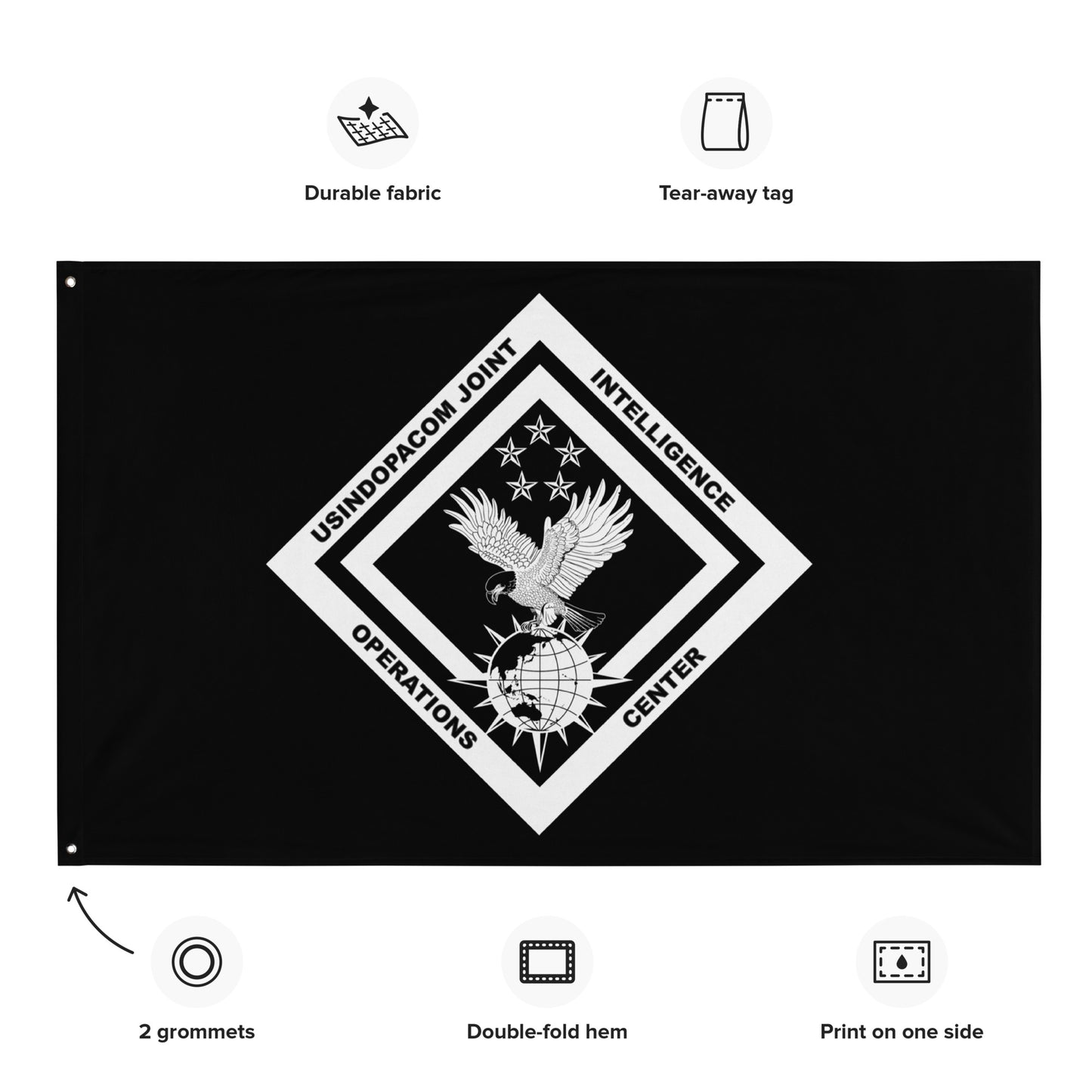 USINDOPACOM JIOC Black and White Flag 56″ × 34″