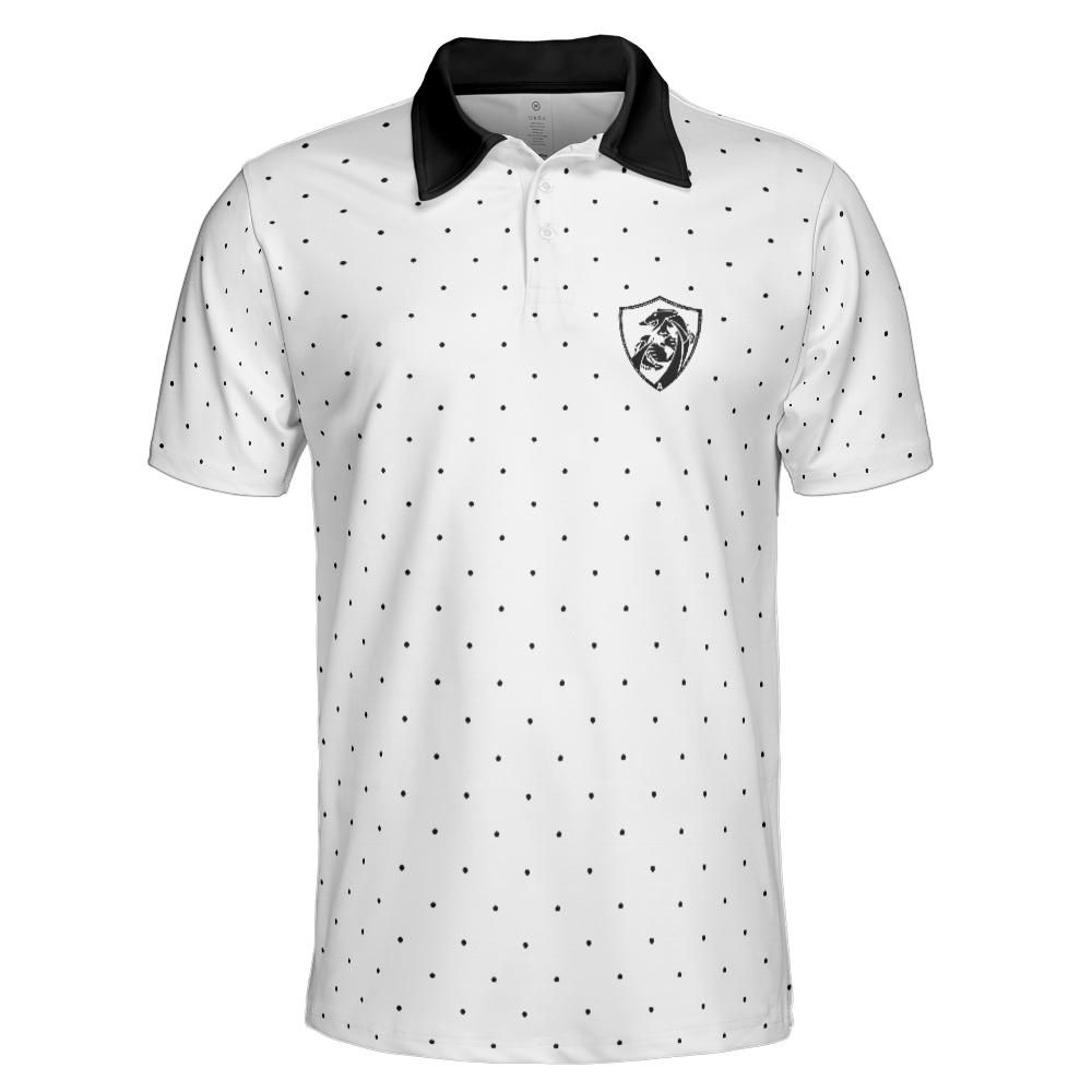 Black Spotted Hybrid Marine Defensive Cyber Performance Collared Shirt