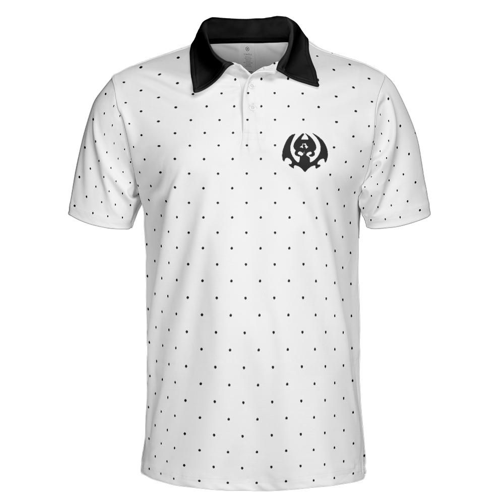 Hellraiser White and Black Polka Performance Collared Shirt
