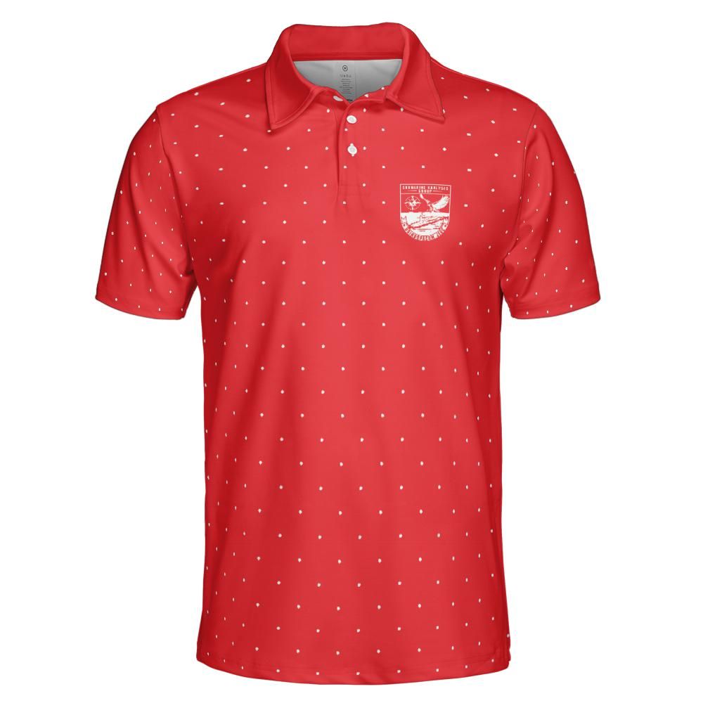 Red and White Polka SAG Performance Collared Shirt