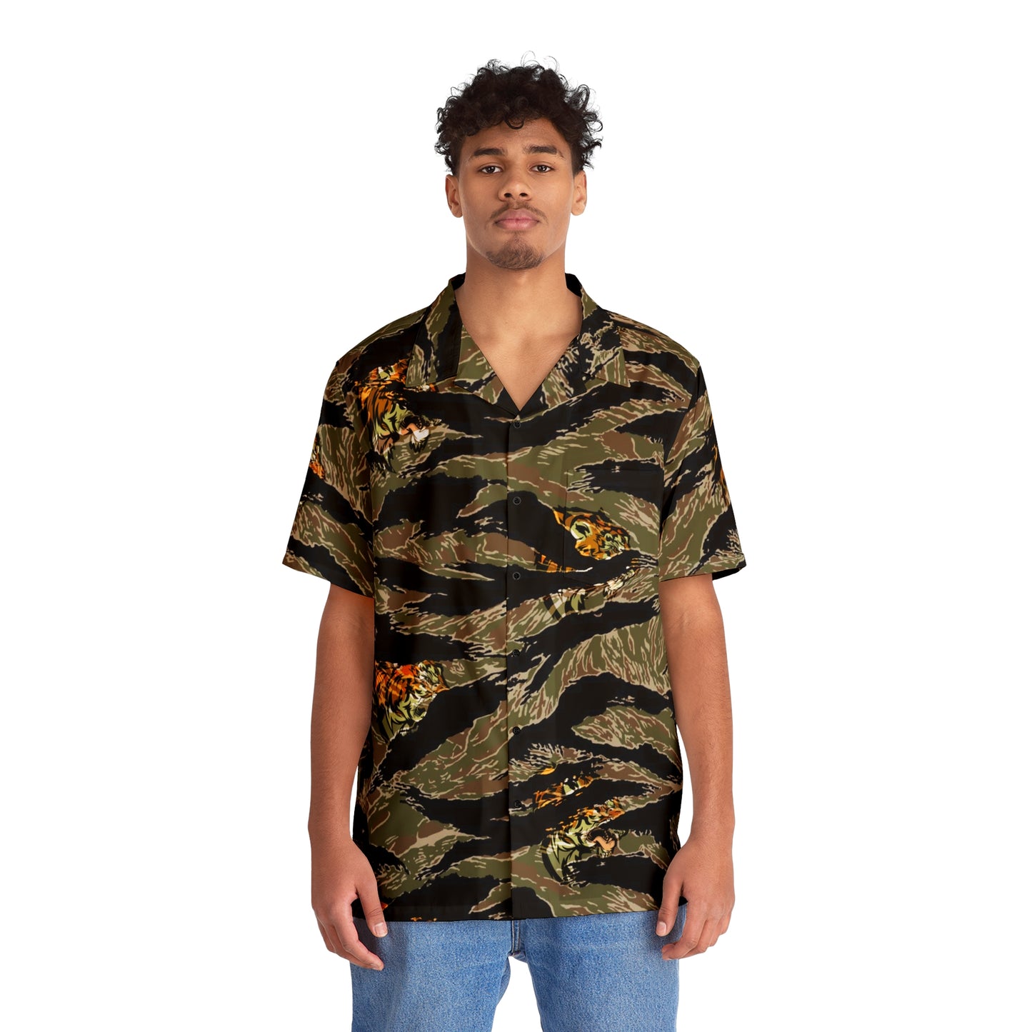 25ID Tiger Company Vietnam Green Hawaiian Shirt