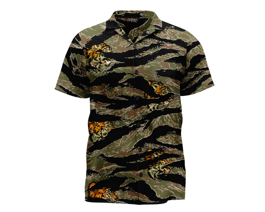 25ID Tiger Company Vietnam Green Hawaiian Shirt