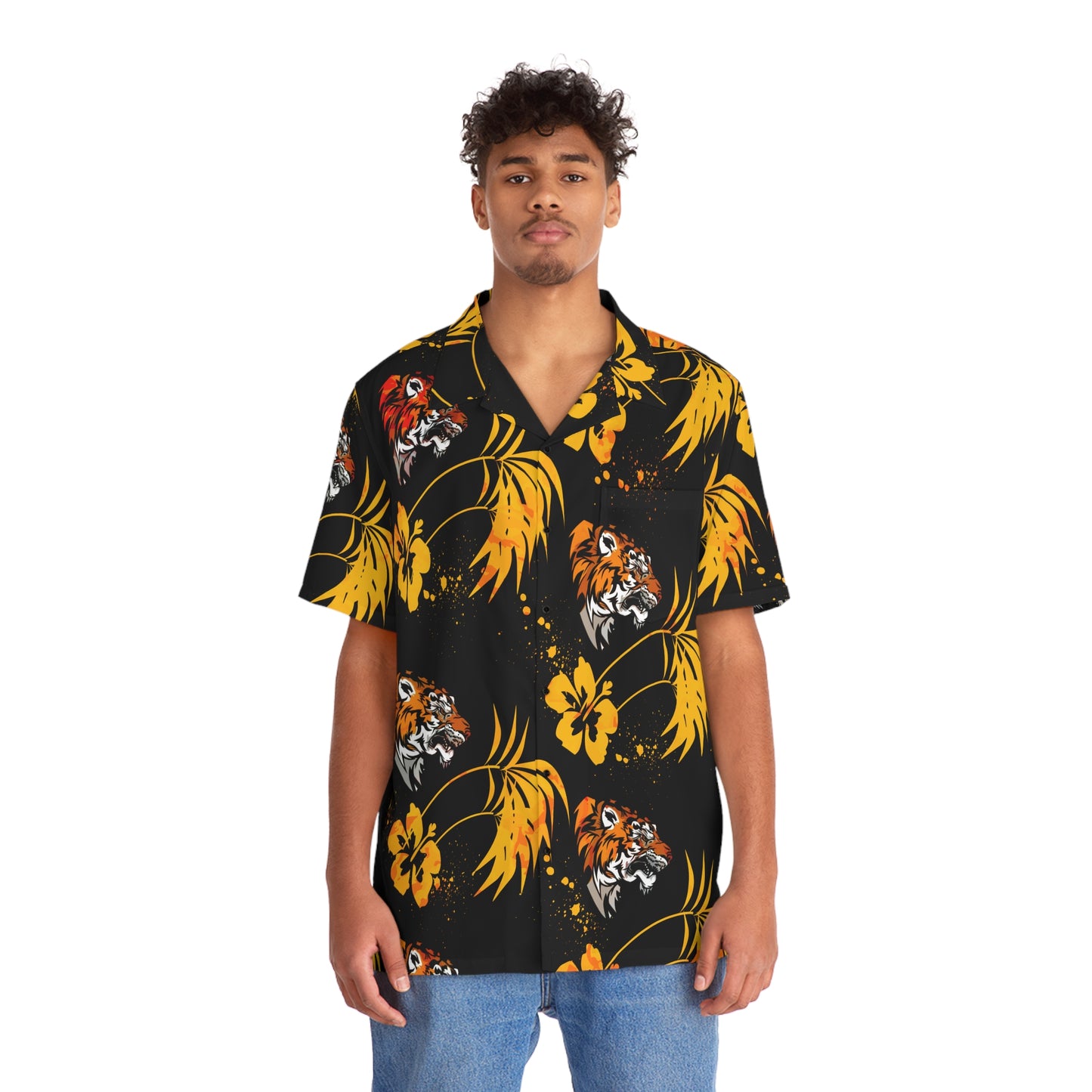 25ID Tiger Company Golden Palm Hawaiian Shirt