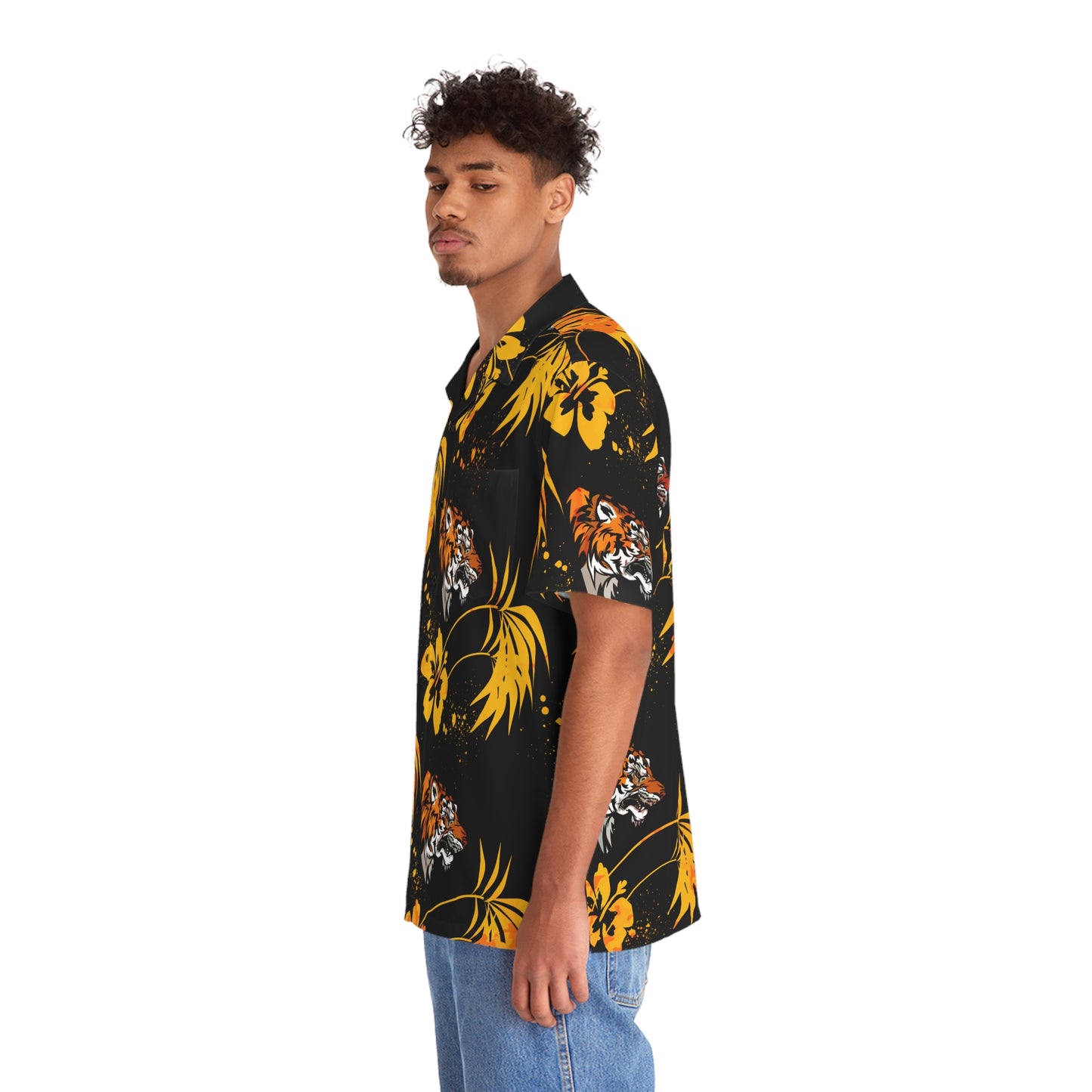 25ID Tiger Company Golden Palm Hawaiian Shirt